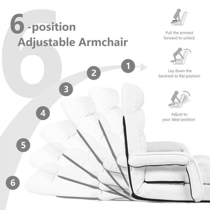 6-Position Adjustable Backrest Folding Floor Chair Lounge Sofa