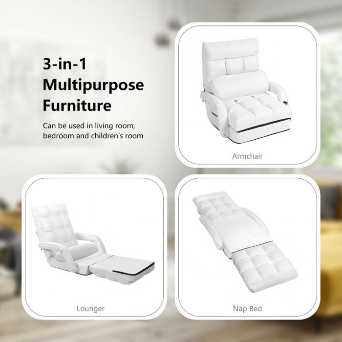6-Position Adjustable Backrest Folding Floor Chair Lounge Sofa