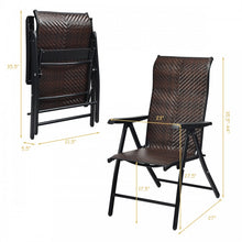 Load image into Gallery viewer, Outdoor Rattan 2-Piece Folding Brown Lounge Chair Set with Reclining Chairs for Patio and Garden, 5-Position Adjustable Tilt

