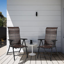 Load image into Gallery viewer, Outdoor Rattan 2-Piece Folding Brown Lounge Chair Set with Reclining Chairs for Patio and Garden, 5-Position Adjustable Tilt
