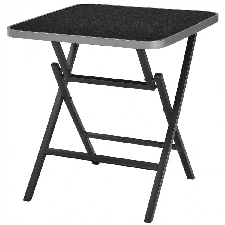 Outdoor Modern Portable Folding Small Dining Table with Tempered Glass Top - Suitable for Patio, Backyard, and Poolside