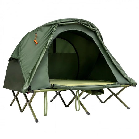 2-Person Outdoor Camping Tent with Inflatable Mattress and Carry Bag