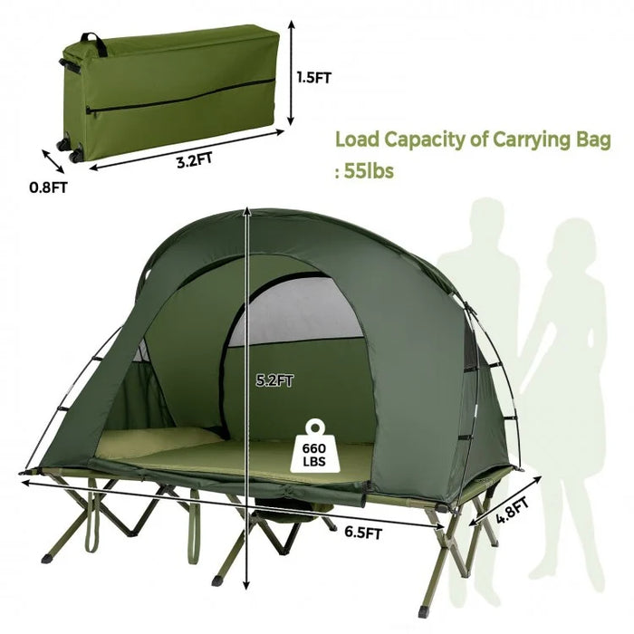 2-Person Outdoor Camping Tent with Inflatable Mattress and Carry Bag