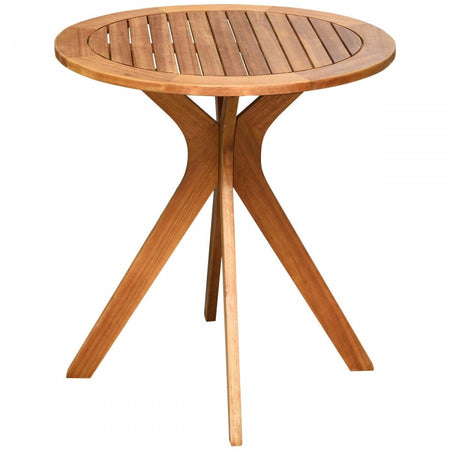 Costway Outdoor Round Wooden Dining Table and Coffee Side Table - Suitable for Patio, Garden, and Cafe