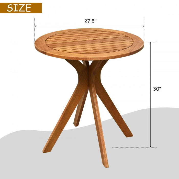 Costway Outdoor Round Wooden Dining Table and Coffee Side Table - Suitable for Patio, Garden, and Cafe