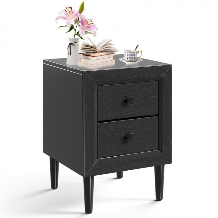 Costway Modern Living Room Side Table Bedroom Nightstand with 2 Drawers - Suitable for Entryway