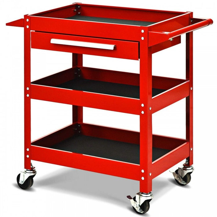 Multipurpose 3-Tray Tool Cart with Drawers and Swivel Casters