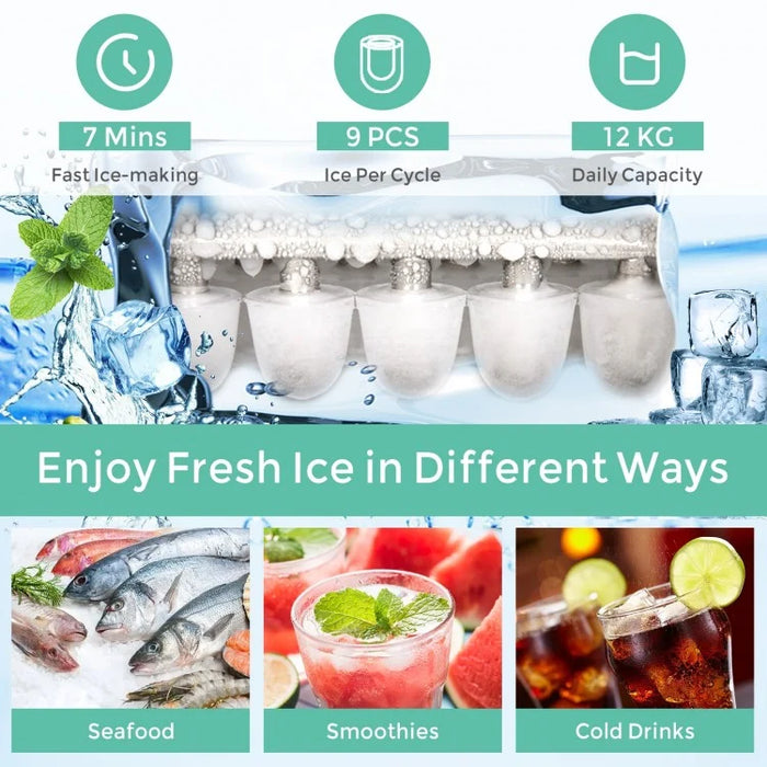 Mini Portable Countertop Ice Maker with Ice Scoop