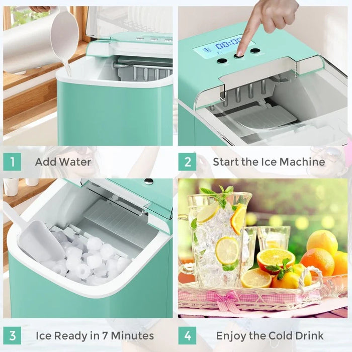 Mini Portable Countertop Ice Maker with Ice Scoop