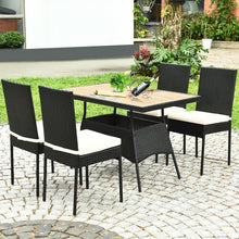 Load image into Gallery viewer, Outdoor 5-Piece Dining Room Set - Includes 1 Table and 4 Wicker Chairs with Cushions - Suitable for Poolside and Backyard
