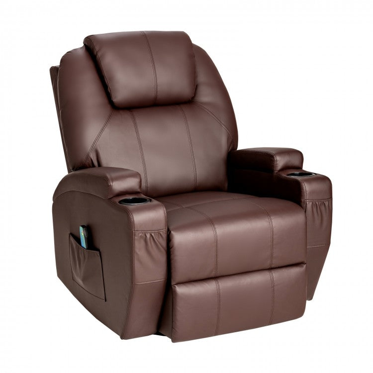 Indoor 360° Swivel Massage Chair with Remote Control and Cup Holders