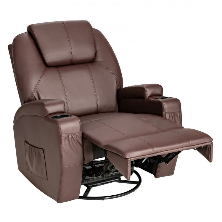 Indoor 360° Swivel Massage Chair with Remote Control and Cup Holders