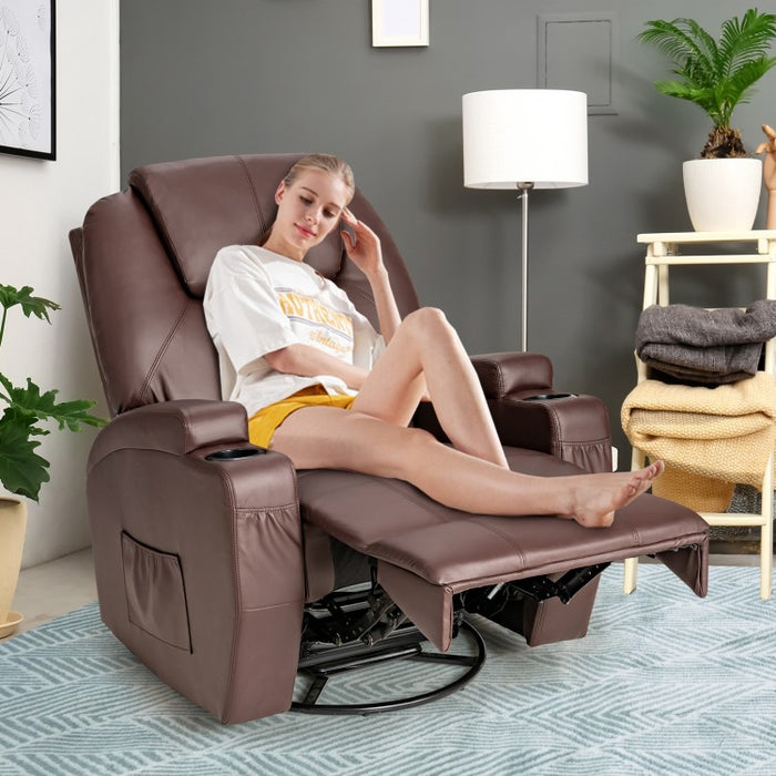 Indoor 360° Swivel Massage Chair with Remote Control and Cup Holders