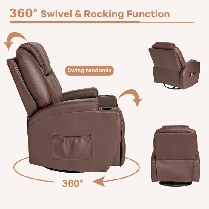 Indoor 360° Swivel Massage Chair with Remote Control and Cup Holders