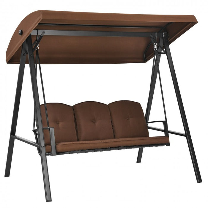 Outdoor 3-Seat Swing Chair with Adjustable Tilt Canopy Shade