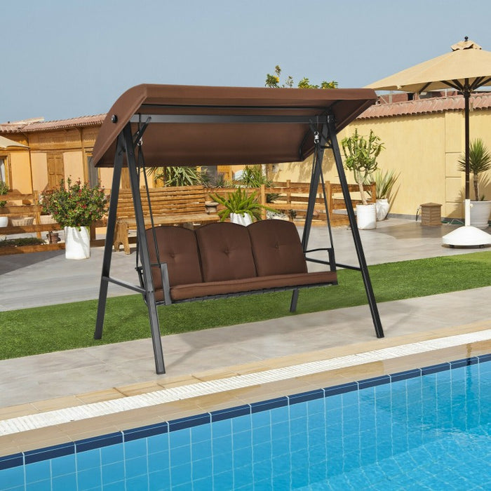 Outdoor 3-Seat Swing Chair with Adjustable Tilt Canopy Shade