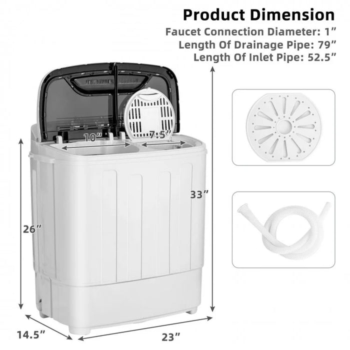 Mini Portable Semi-Automatic Dual-Tub Washing Machine - Energy Efficient