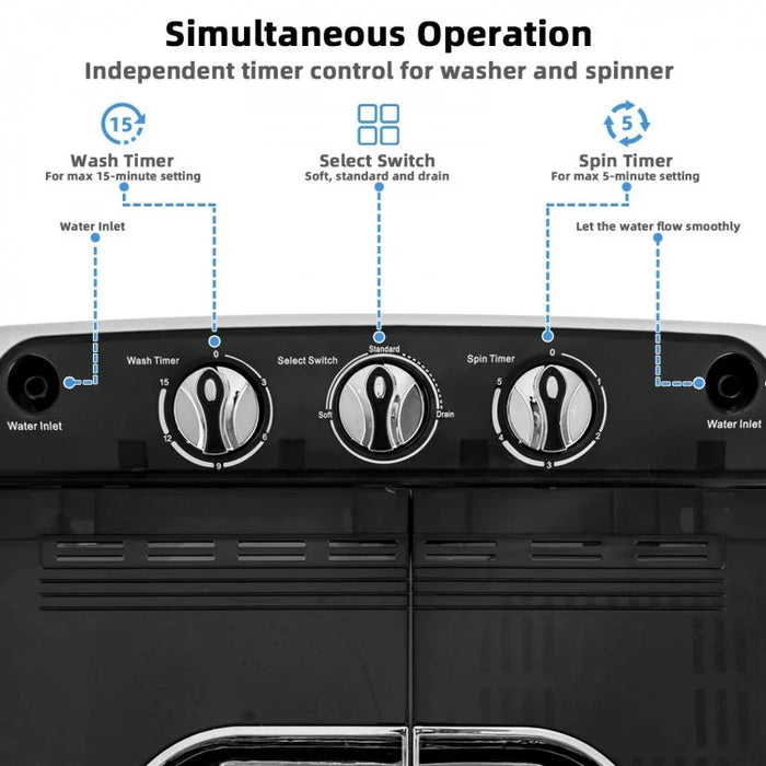 Mini Portable Semi-Automatic Dual-Tub Washing Machine - Energy Efficient