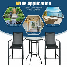 Load image into Gallery viewer, 3-Piece Glass Round Patio Table and Bar Stools Set for Outdoor Use
