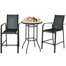 Load image into Gallery viewer, 3-Piece Glass Round Patio Table and Bar Stools Set for Outdoor Use
