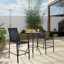 Load image into Gallery viewer, 3-Piece Glass Round Patio Table and Bar Stools Set for Outdoor Use
