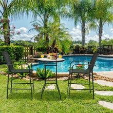 Load image into Gallery viewer, 3-Piece Glass Round Patio Table and Bar Stools Set for Outdoor Use
