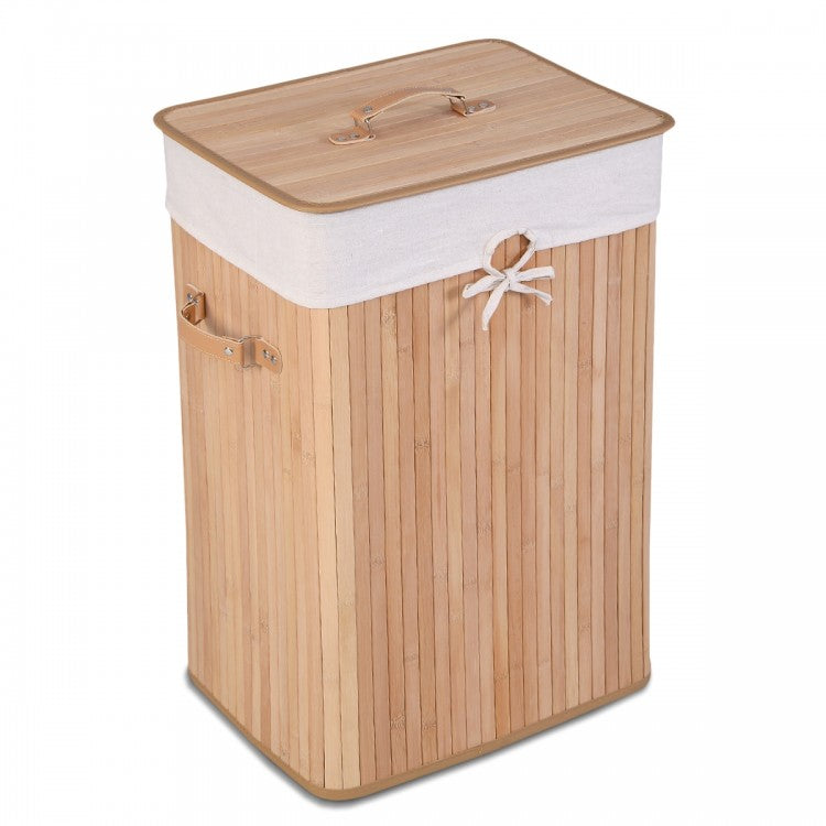Costway 19-Gallon Rectangular Bamboo Laundry Basket