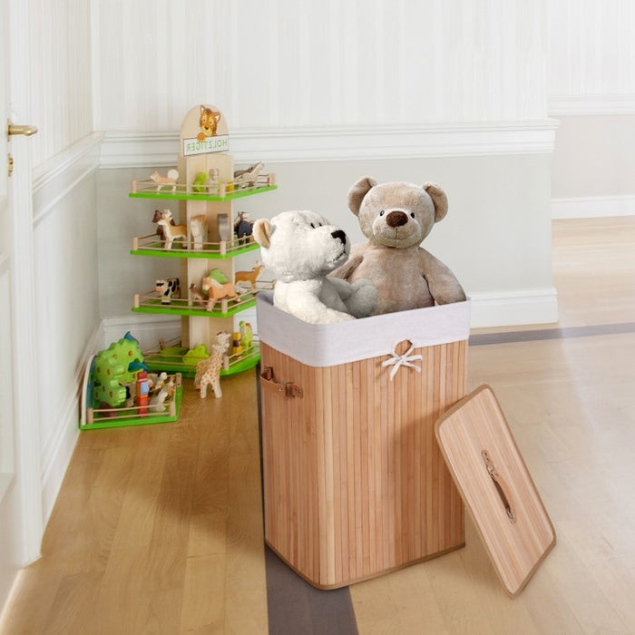 Costway 19-Gallon Rectangular Bamboo Laundry Basket
