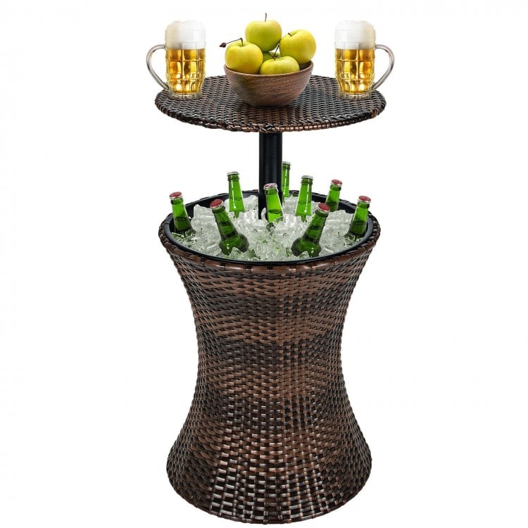 Costway Adjustable Height Crate and Barrel Bar Cabinet Cooler - Suitable for Patio, Backyard, and Parties