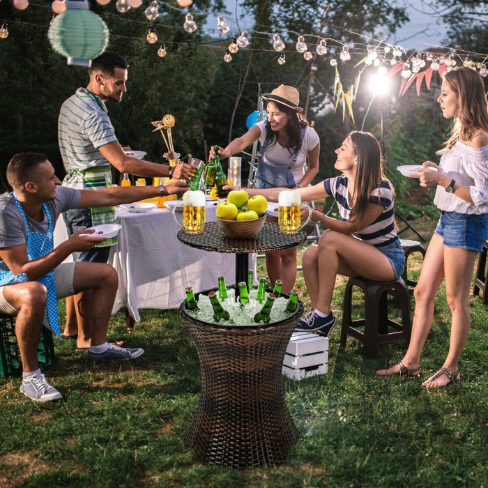 Costway Adjustable Height Crate and Barrel Bar Cabinet Cooler - Suitable for Patio, Backyard, and Parties