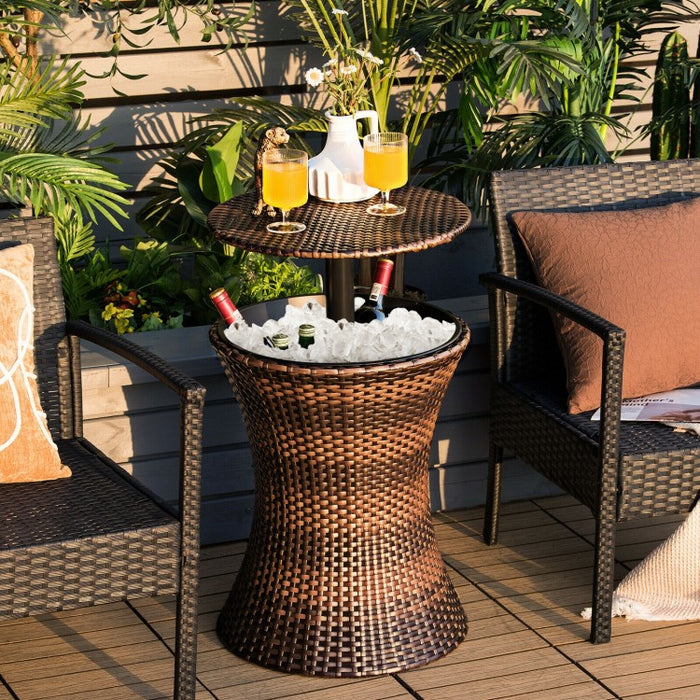 Costway Adjustable Height Crate and Barrel Bar Cabinet Cooler - Suitable for Patio, Backyard, and Parties