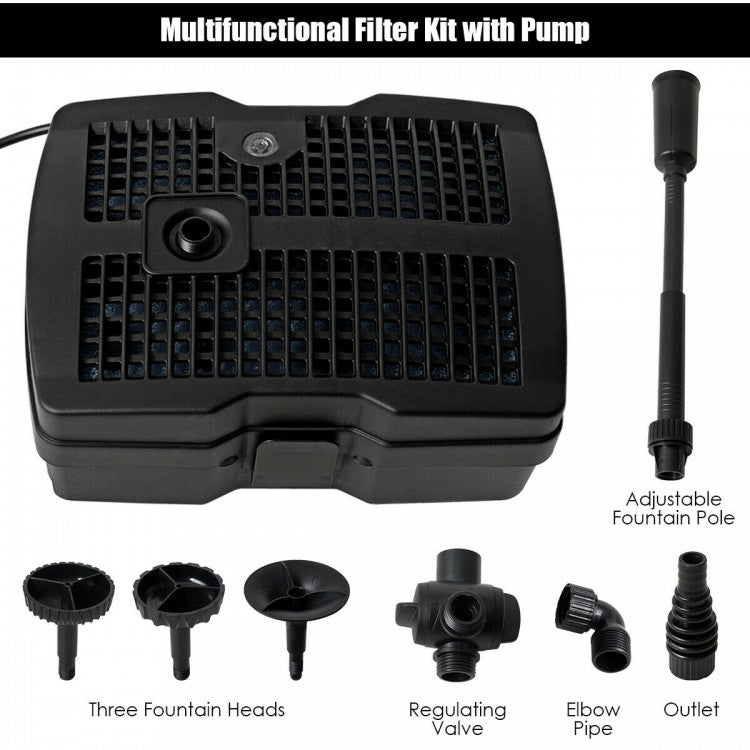 Outdoor Pond All-in-One Fountain Water Pump Filter Pump with Fountain Head