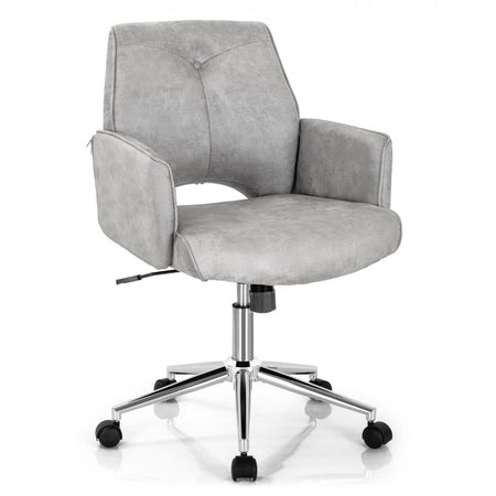 Costway Gray Swivel Office Chairs Back Support Chair - Suitable for Bedroom, Office, and Study