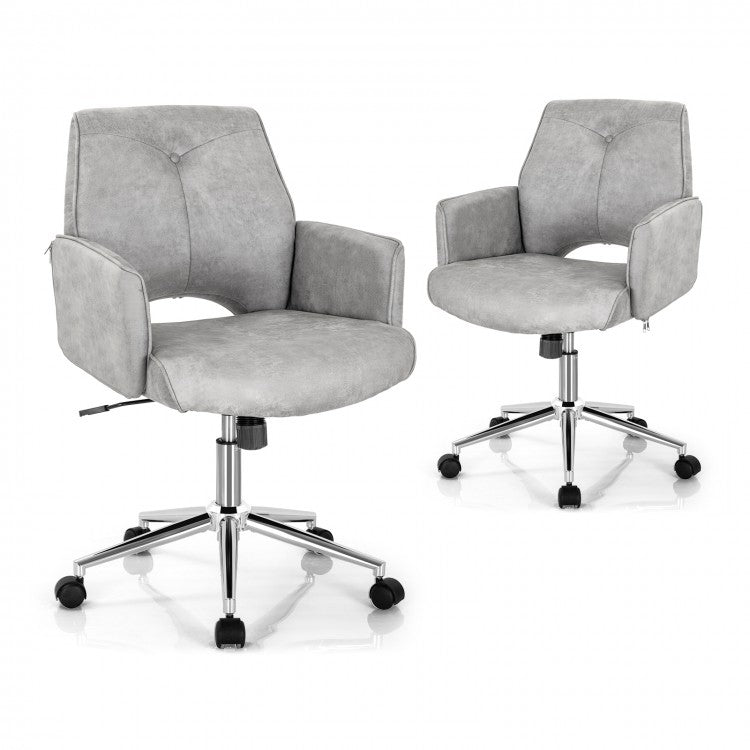 Costway Gray Swivel Office Chairs Back Support Chair - Suitable for Bedroom, Office, and Study