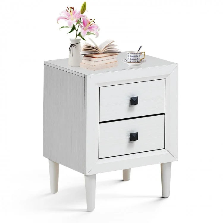 Costway Modern Living Room Side Table Bedroom Nightstand with 2 Drawers - Suitable for Entryway