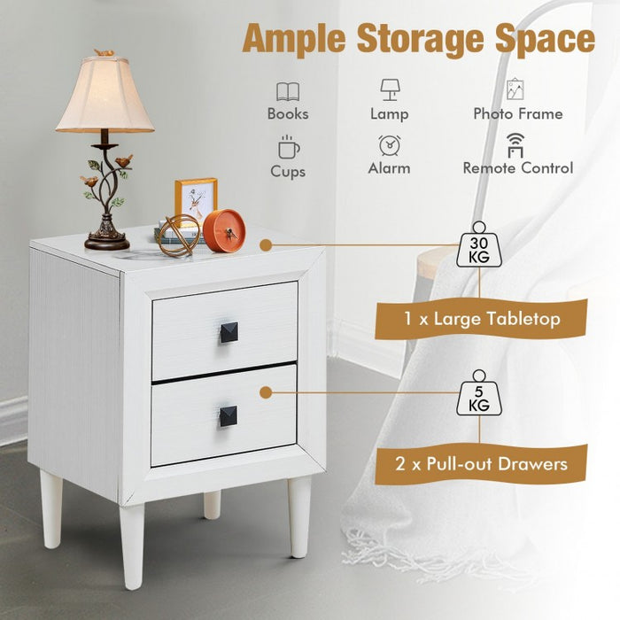 Costway Modern Living Room Side Table Bedroom Nightstand with 2 Drawers - Suitable for Entryway