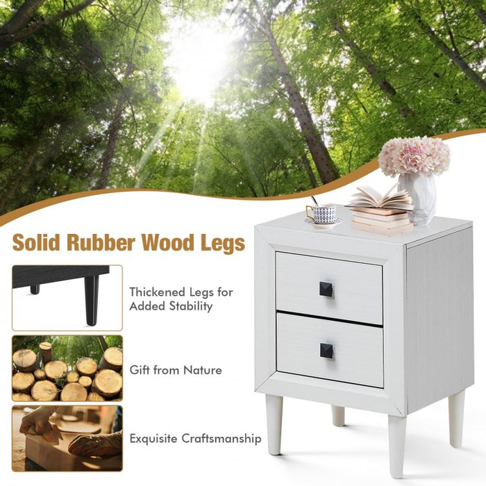 Costway Modern Living Room Side Table Bedroom Nightstand with 2 Drawers - Suitable for Entryway