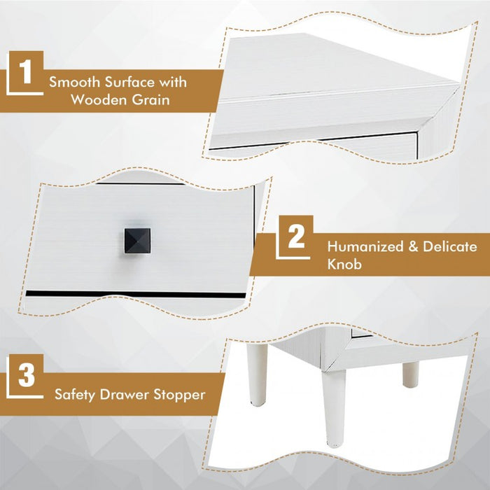 Costway Modern Living Room Side Table Bedroom Nightstand with 2 Drawers - Suitable for Entryway