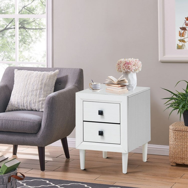 Costway Modern Living Room Side Table Bedroom Nightstand with 2 Drawers - Suitable for Entryway