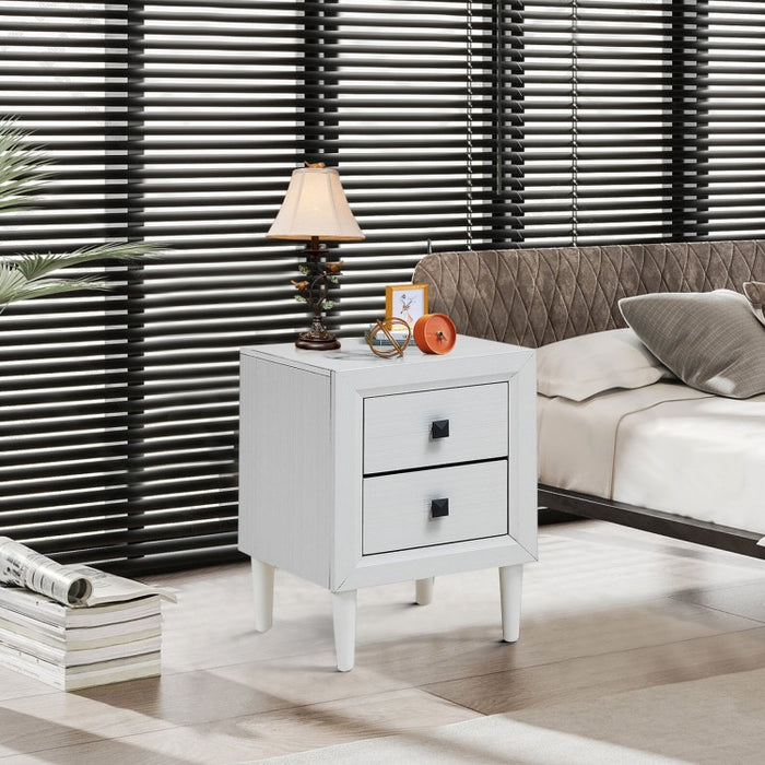 Costway Modern Living Room Side Table Bedroom Nightstand with 2 Drawers - Suitable for Entryway