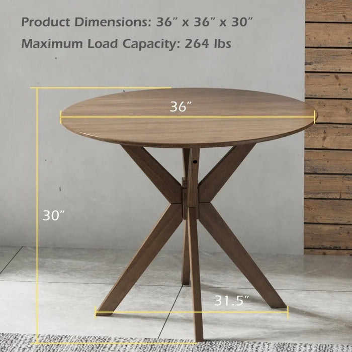 Vintage Round Wooden Dining Table - Rustic Dining Room Furniture