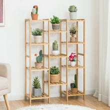 Load image into Gallery viewer, 11-Tier Bamboo Plant Stand - Natural Color Freestanding Storage Rack for Living Room, Bedroom, and Garden
