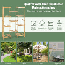 Load image into Gallery viewer, 11-Tier Bamboo Plant Stand - Natural Color Freestanding Storage Rack for Living Room, Bedroom, and Garden
