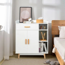 Load image into Gallery viewer, White Modern Minimalist Open Shelving Storage Cabinet with Doors
