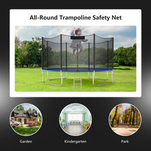 Charger l&#39;image dans la galerie, Outdoor Patio Black Trampoline with Safety Enclosure Net

