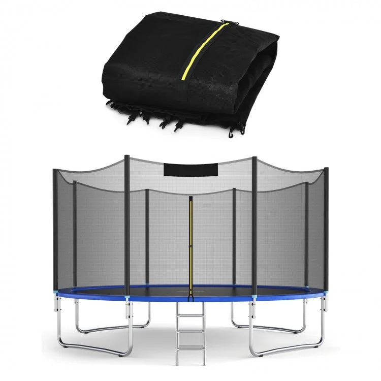Outdoor Patio Black Trampoline with Safety Enclosure Net
