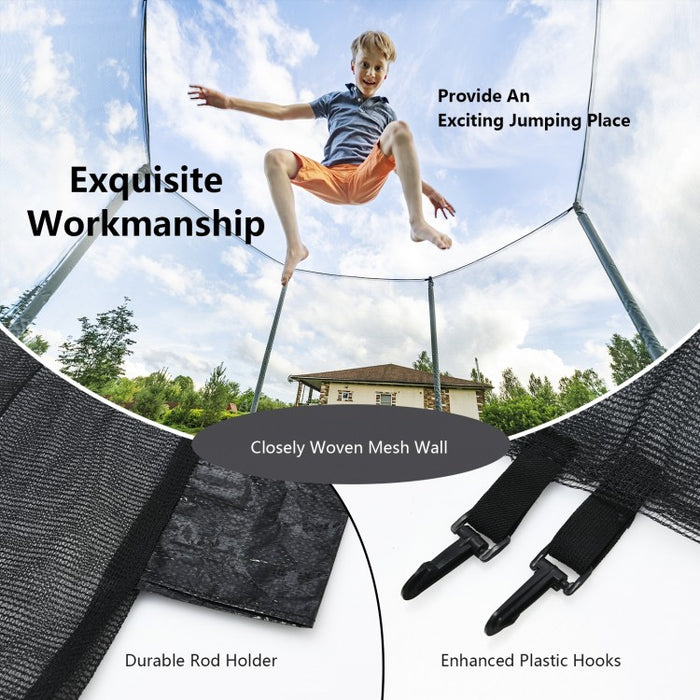 Outdoor Patio Black Trampoline with Safety Enclosure Net