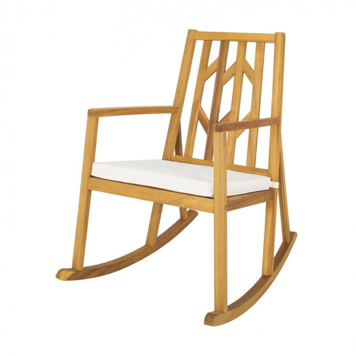 Patio Garden Rocking Chair with Arms and Cushions