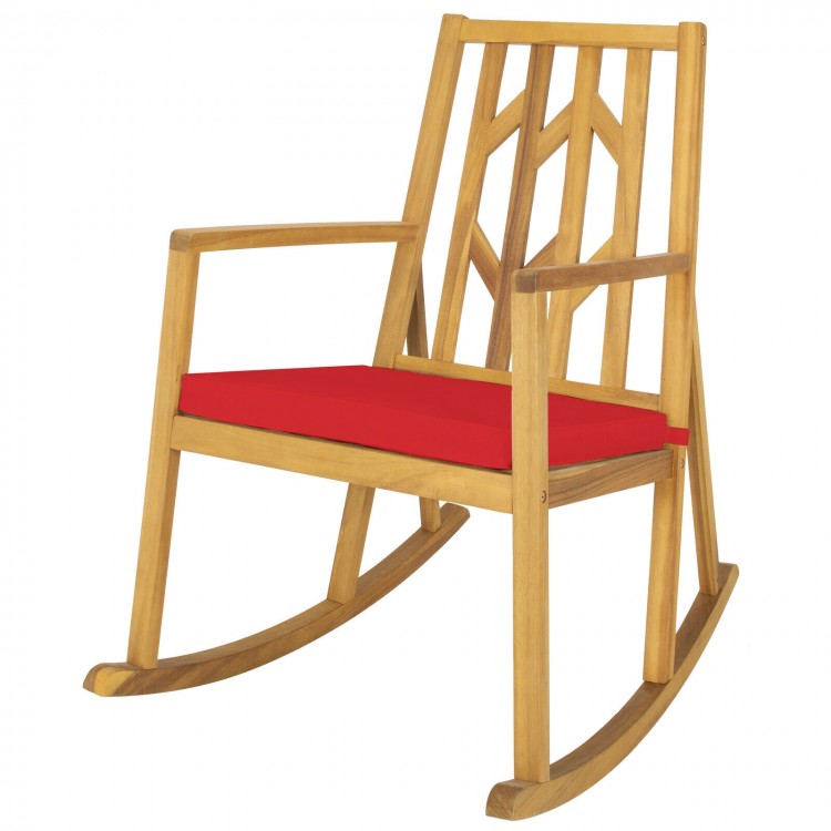 Patio Garden Rocking Chair with Arms and Cushions