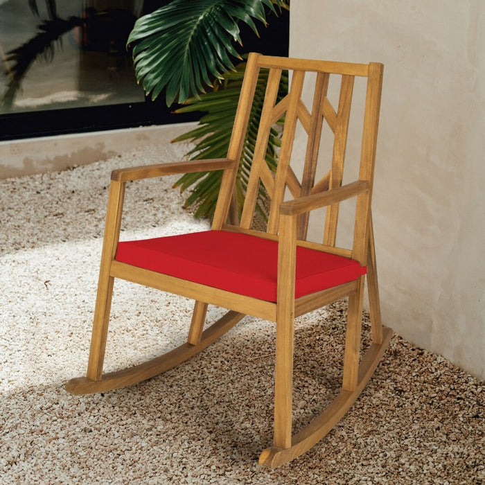 Patio Garden Rocking Chair with Arms and Cushions